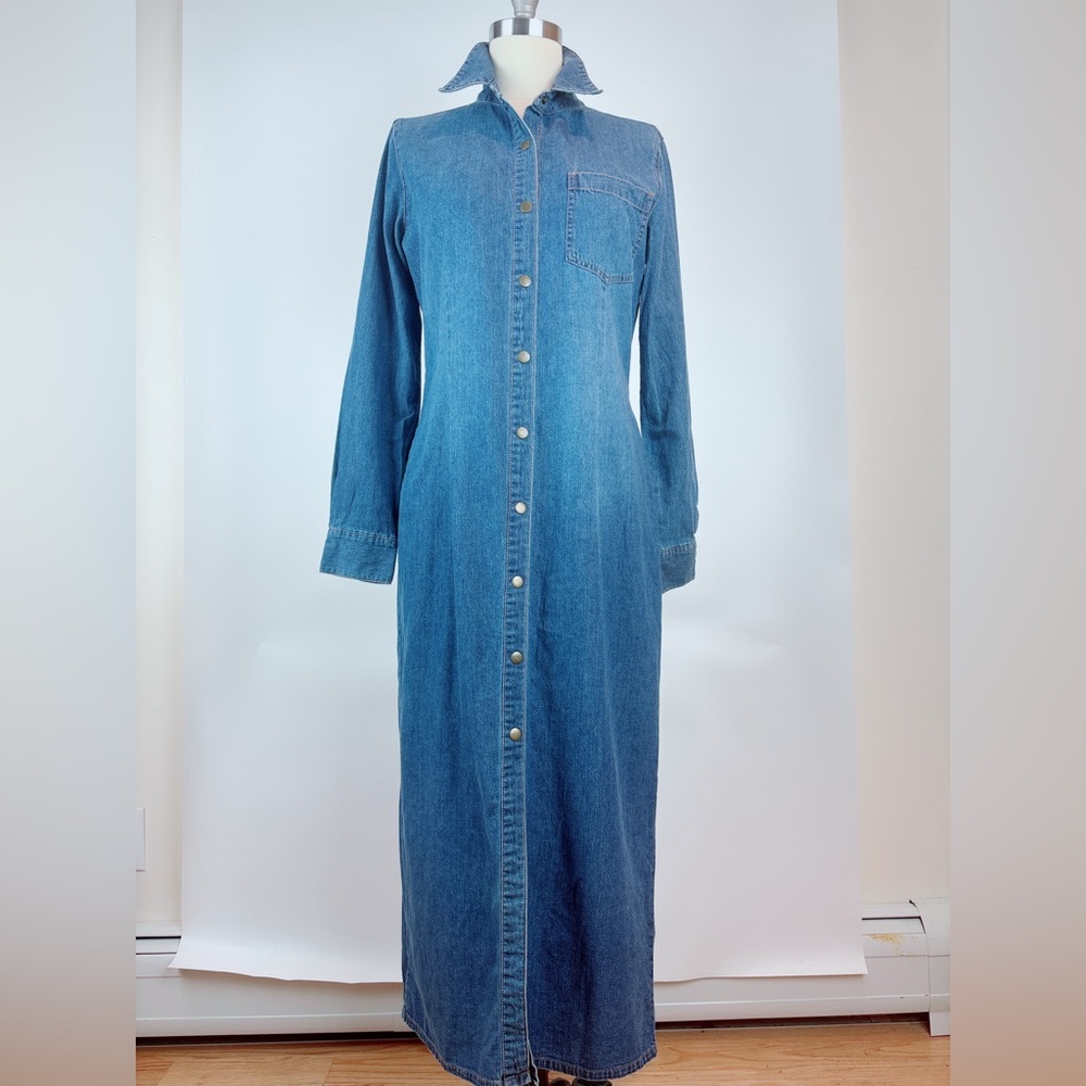 Moda International Long Denim Shirts Dress Size Medium